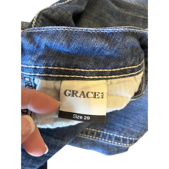 GRACE in LA Denim Women’s Denim Jeans Rhinestone Pocket Details Size 29 - Picture 4 of 9